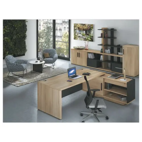 Bureau BARI Retour droit 180 cm chêne du bocage monté photo du produit