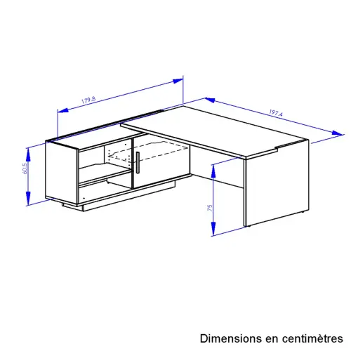 Bureau BARI Retour gauche 180 cm chênedu bocage monté photo du produit