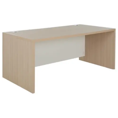 Bureau rectangulaire BARI L180 cm ch&ecirc;ne et blanc mont&eacute; photo du produit