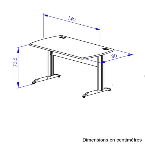 Bureau BREST 140 cm chêne du bocage anthracite pieds en métal monté photo du produit