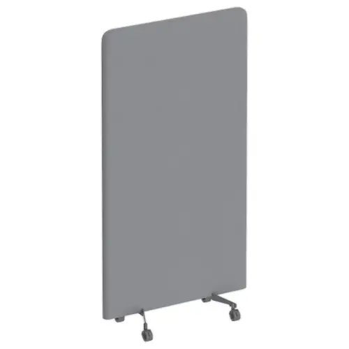 Cloison acoustique tissu gris roulettes argent 190 x 100 cm mont&eacute;e photo du produit