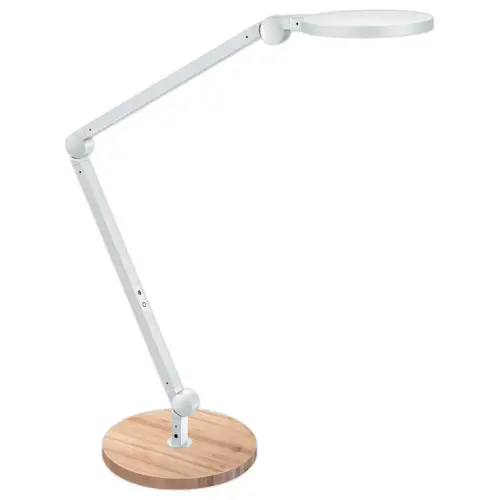 Lampe de bureau LED Giant silva blanc avec socle bois photo du produit
