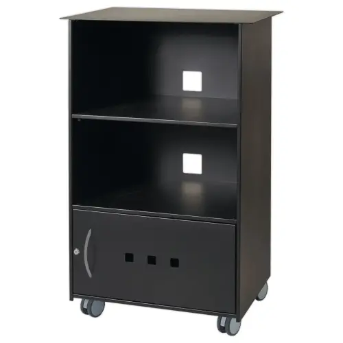 Meuble de rangement 1 porte en m&eacute;tal noir photo du produit