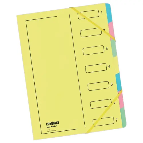 Trieur de documents pastel extensible - 7 compartiments - Avec élastique - EXTENDOS photo du produit