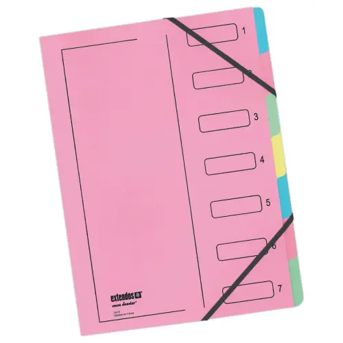 Trieur de documents pastel extensible - 7 compartiments - Avec élastique - EXTENDOS photo du produit