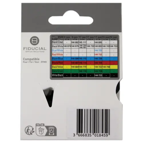 Ruban K7 pour titreuse DYMO S0720780 6mm impression Noir sur Blanc photo du produit