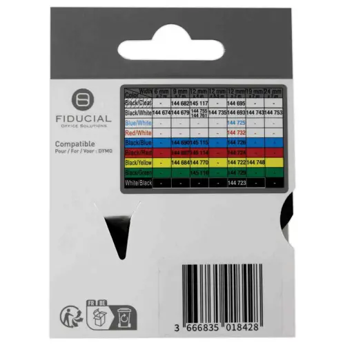 Ruban K7 pour titreuse DYMO S0720730 9mm jaune impression noire photo du produit