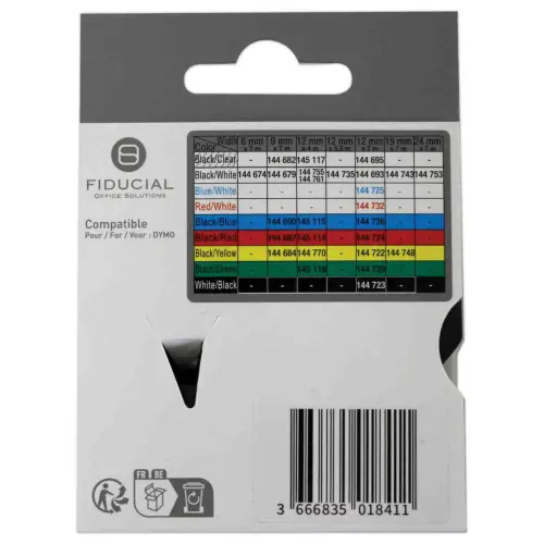 Ruban K7 pour titreuse DYMO S0720720 9mm rouge impression noire photo du produit