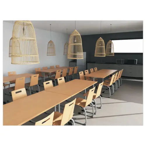 Table de collectivité 160 x 80 stratifiée hêtre -pieds alu montée photo du produit