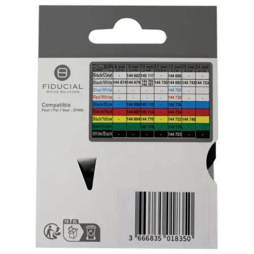 Ruban K7 pour titreuse DYMO S0720570 12mm rouge impression noire photo du produit