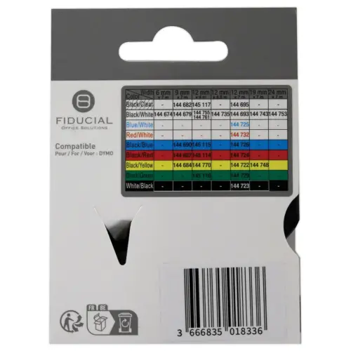 Ruban K7 pour titreuse DYMO S0720560 12mm bleu impression noire photo du produit