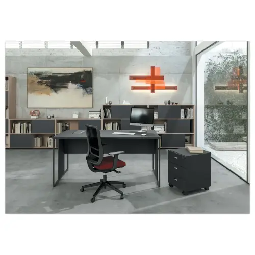 Bureau BELGRADE 140 x 80 chêne pieds anthracite monté photo du produit