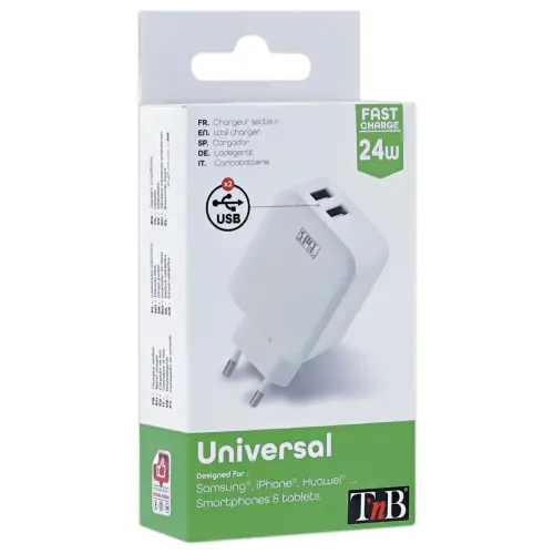 Chargeur secteur 2 ports USB-A 24W photo du produit