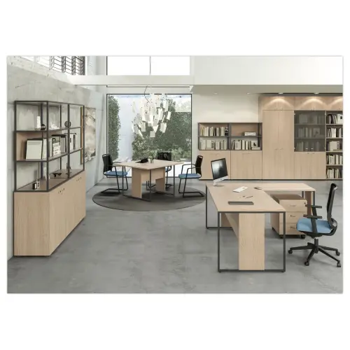 Bureau BELGRADE 160 x 80 ch&ecirc;ne pieds anthracite mont&eacute; photo du produit