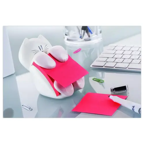 D&eacute;vidoir Post-it Super Sticky Z-Notes chat +  bloc Coquelicot 76x76 mm photo du produit