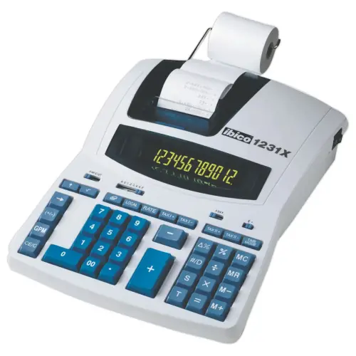 Calculatrice imprimante professionnelle 1231X Ibico Blanc/bleu photo du produit