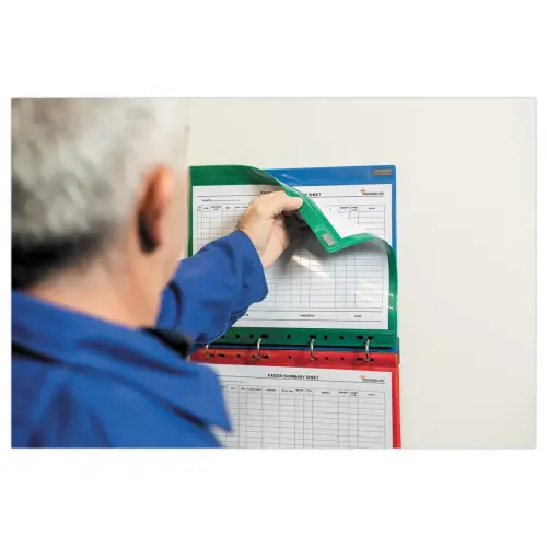 5 Pochettes intercalaires perfor&eacute;es aimant&eacute;es bleues photo du produit