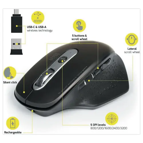 Souris professionnelle Bluetooth sans fil rechargeable photo du produit