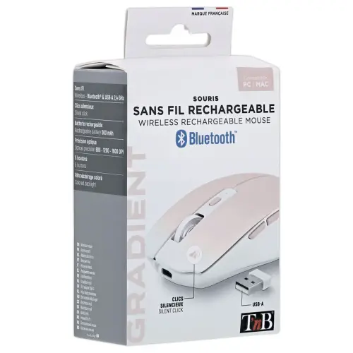 Souris gradient Dual Connect - Sans fil - Rose - T'nB photo du produit