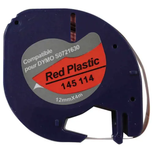 Ruban Letratag 12mmx4 m impression noire sur rouge comp DYMO S0721630 photo du produit