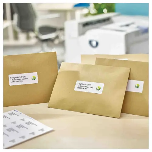 15 Planches étiquettes recyclées blanches45,7 x 25,4 mm photo du produit