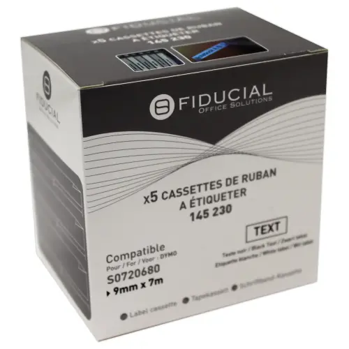 5 Rouleaux de rubans D1 9mmx7m imp noire/ blanc comp DYMO S0720680 photo du produit