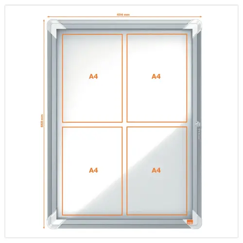 Vitrine d'int&eacute;rieur magn&eacute;tique - 4 x A4 - NOBO photo du produit