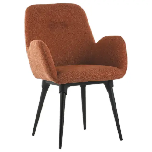 2 Fauteuils Tissu terracotta 4 pieds métal montés photo du produit