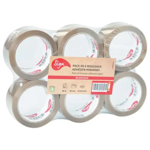 6 Rouleaux d'adh&eacute;sif d'emballage - 66 m x 48 mm - 50&micro; - Sign photo du produit