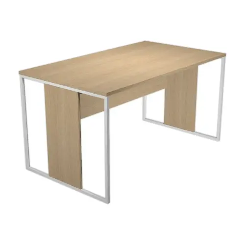 Bureau BELGRADE 140 x 80 ch&ecirc;ne pieds blanc mont&eacute; photo du produit