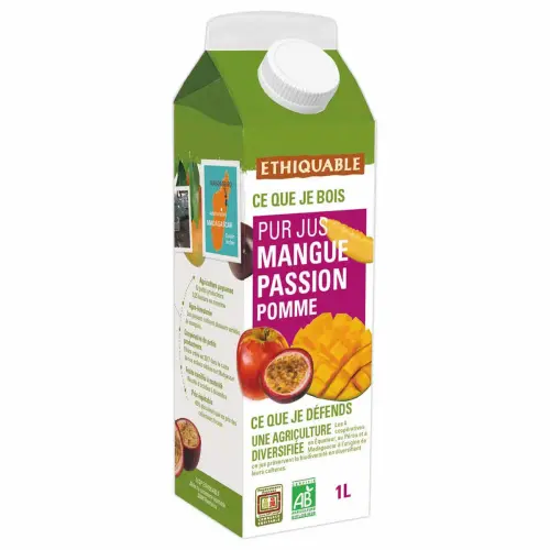 Brique 1 litre de jus mangue passion BIO - ETHIQUABLE photo du produit