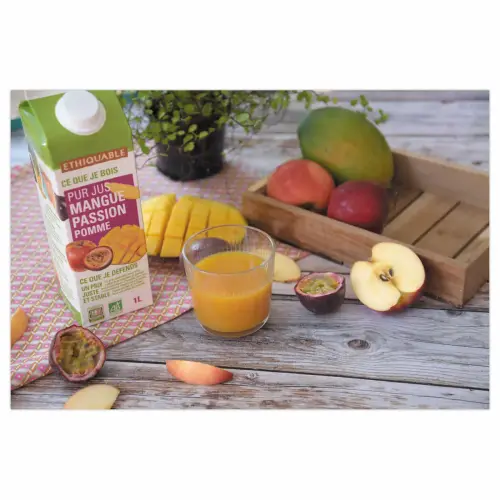 Brique 1 litre de jus mangue passion BIO - ETHIQUABLE photo du produit