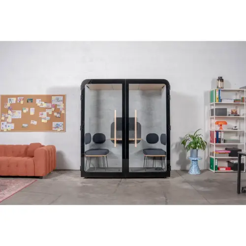 Cabine acoustique Duo avec banquette - 2 places - Anthracite photo du produit