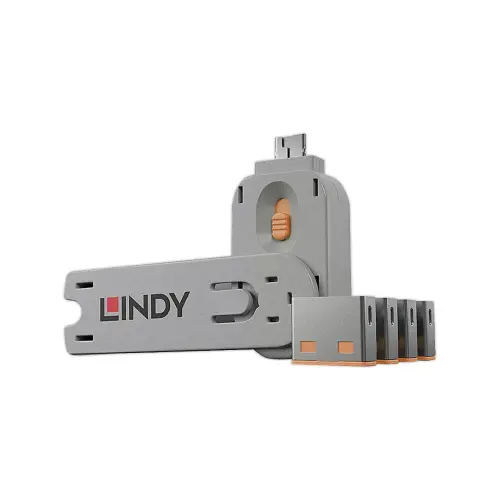 Clé pour bloqueurs de port USB Type A - 4 verrous - Orange - LINDY photo du produit