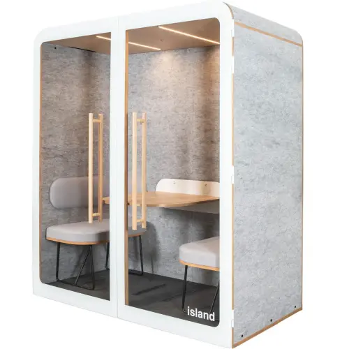 Cabine acoustique Duo avec banquette - 2 places - Gris clair photo du produit