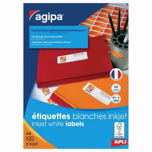 100 Etiquettes blanches jet d'encre format70 x 37 mm - 2400 &eacute;tiquettes photo du produit