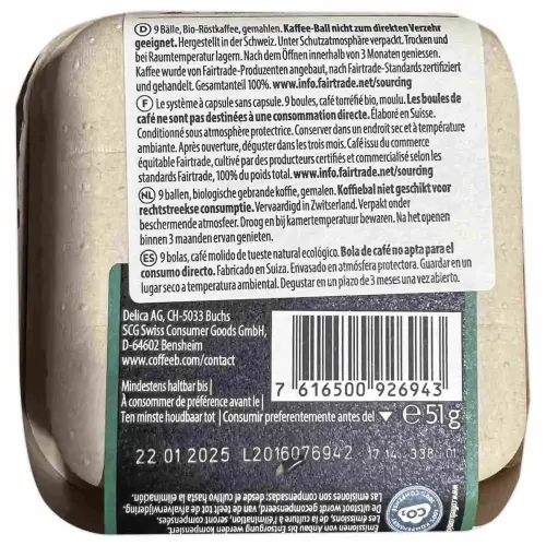 Boîte de 9 boules Coffee B - CAFE ROYAL -Expresso bio photo du produit