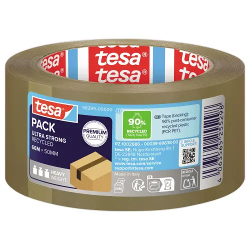 Ruban adh&eacute;sif PET r&eacute;cycl&eacute; 66m x 50mm -Havane photo du produit