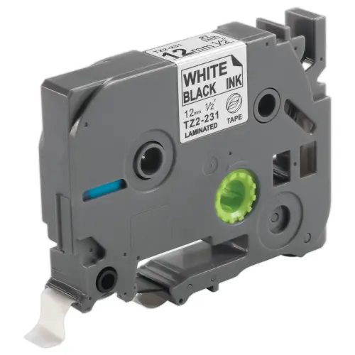 Ruban comp BROTHER TZE 231 12mm blanc impression noire photo du produit