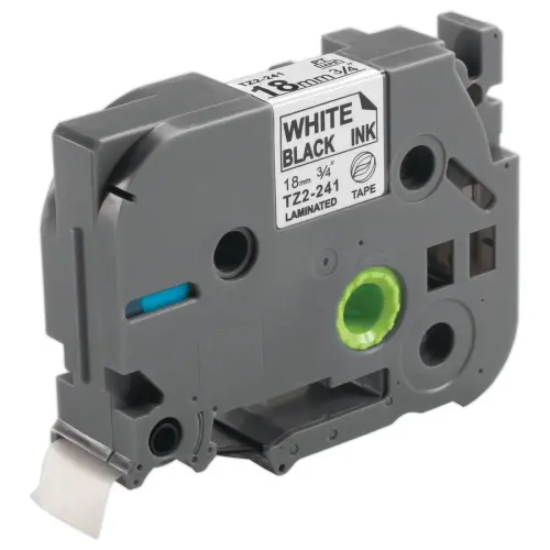 Ruban comp Brother TZE 241 18mm blanc impression noire photo du produit