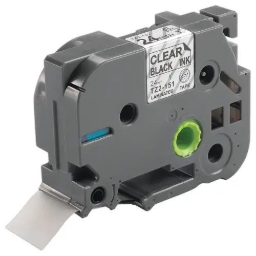 Ruban comp BROTHER TZE 151 24mm transparent impression noire photo du produit