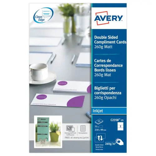 Cartes de correspondance recto/verso bords lisses Quick&Clean photo du produit