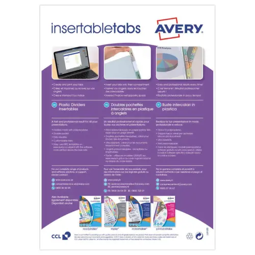 12 Doubles Pochettes Intercalaires à onglets, A4+, Polypro transparent photo du produit