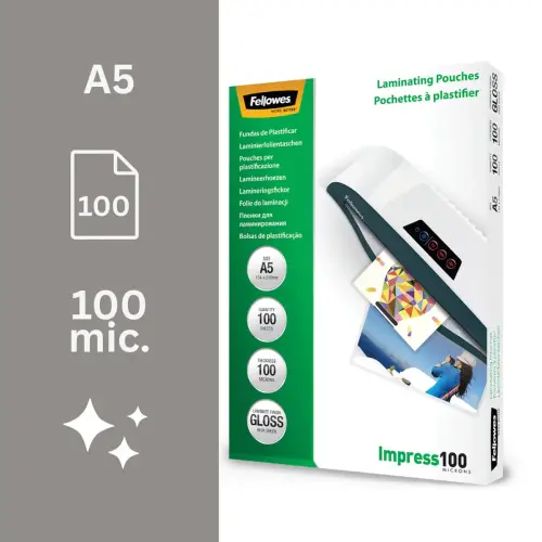 Pochettes brillantes A5 100 microns - Paquet de 100 photo du produit