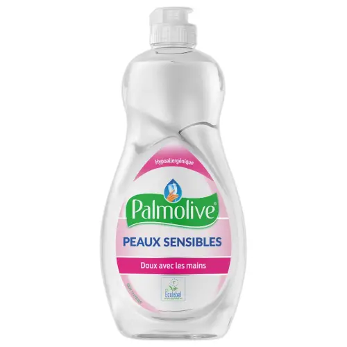 Flacon de liquide vaisselle Palmolive peaux sensibles 500ml photo du produit