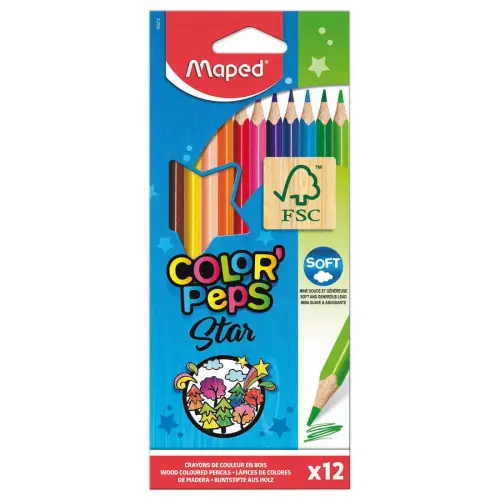 12 Crayons de couleur en bois photo du produit