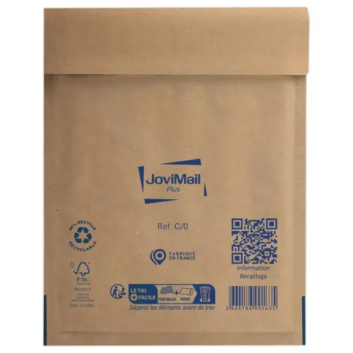 100 Pochette à bulles d'air Kraft recyclé 140gr 15x21 cm photo du produit