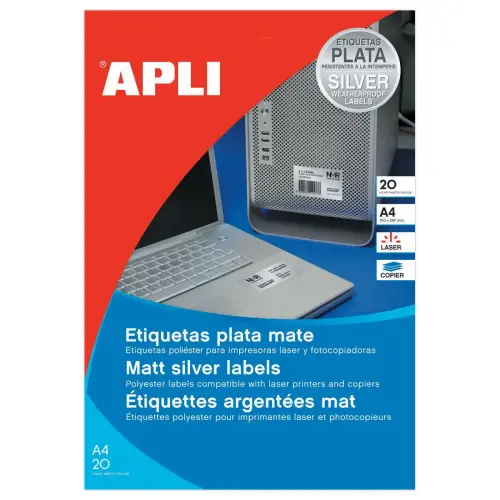 20 Planches d'&eacute;tiquettes polyester laser/cop  210x297mm 20 &eacute;tiq AG. photo du produit