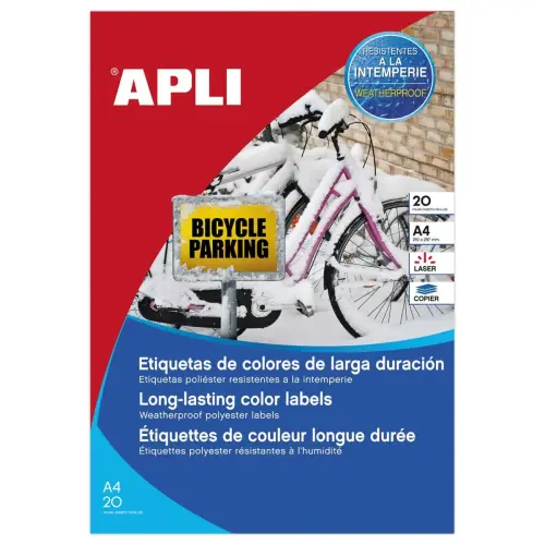 20 Planches d'étiquettes polyester laser/cop 210x297 mm 20 étiq jaune photo du produit