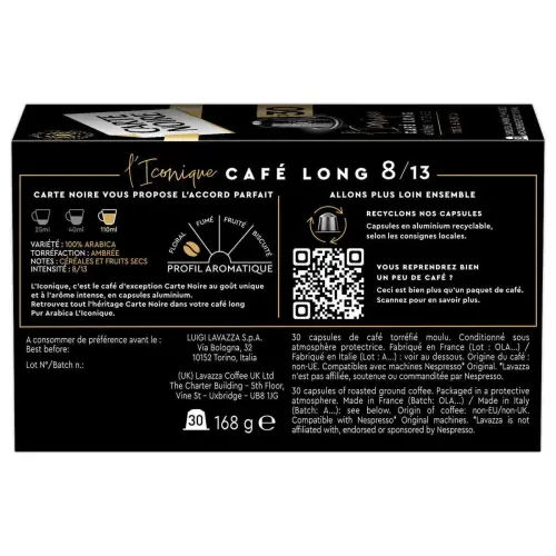 30 Capsules Carte Noire Iconique - Compatibles Nespresso photo du produit